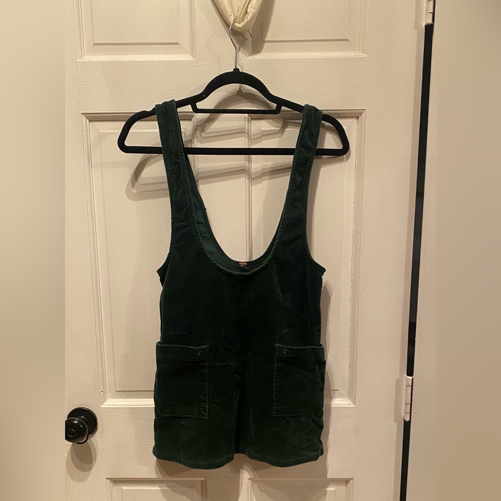 Green corduroy jumper dress Free People x-small with pockets